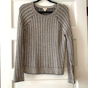 J Crew knit gray and cream sweater.